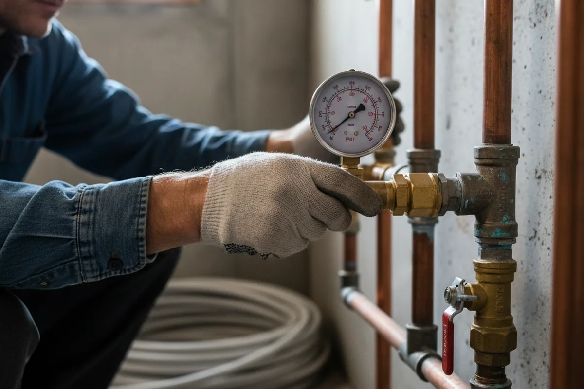 Pressure testing a repaired line during Water Line Repair in Drummonds